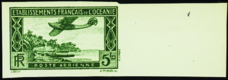 POSTE AERIENNE N°1a 5f vert non dentelé bdf neufs 