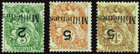 N°36a/38a/39a 3 valeurs surcharges renversées n° 3