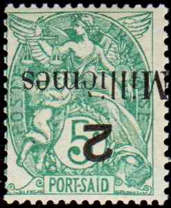 N°36a 2m sur 5c Blanc surcharge renversée neufs * 