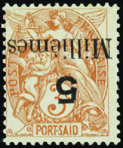 N°38a 5m sur 3c Blanc surcharge renversée neufs * 