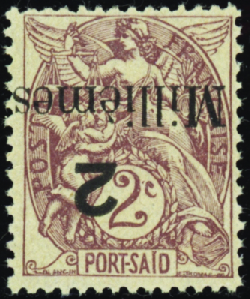 N°62Ba 2 millièmes sur 2c surcharge renversée neuf