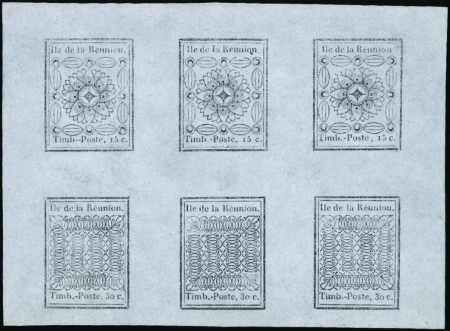 N°1a/2b réimpression bloc de 6 avec les 3 types ns