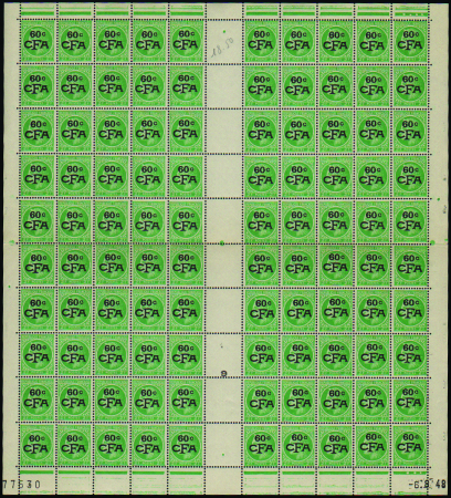 N°286 60c sur 2f Cérès feuille de 100t CD 6-8-48 n