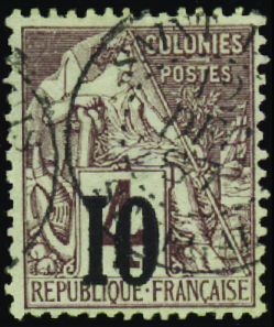 N°3E 10c sur 4c lilas-brun sur gris (IX) obl TB