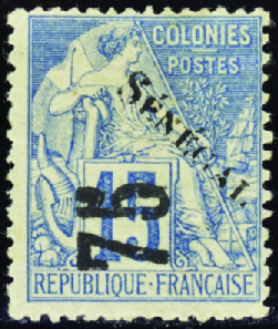 N°6 75 sur 15c bleu neufs * TB