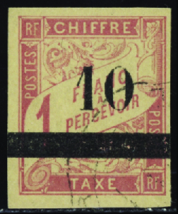 TAXE N°3 10 sur 1f rose sur paille oblTB