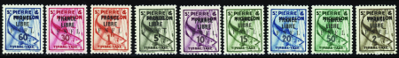 TAXE N°57/65 France Libre 9 valeurs neufs ** TB