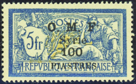 N°43 100 piastres sur 5f Merson neufs * TB