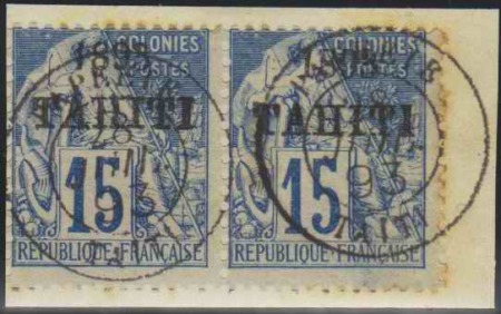 N°24 15c bleu paire obl TB