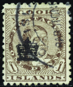 N°16 1p brun surchargé obl TB