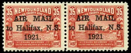 POSTE AERIENNE N°3a avec point après 1921 tenant à