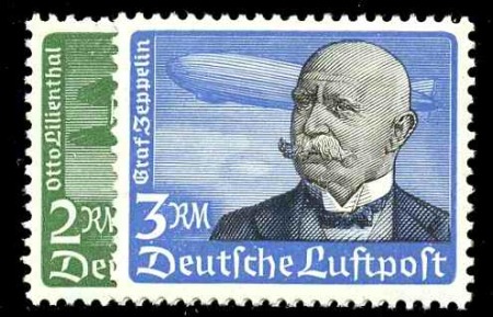 POSTE AERIENNE N°52/53 Lilienthal et Zeppelin 2 va