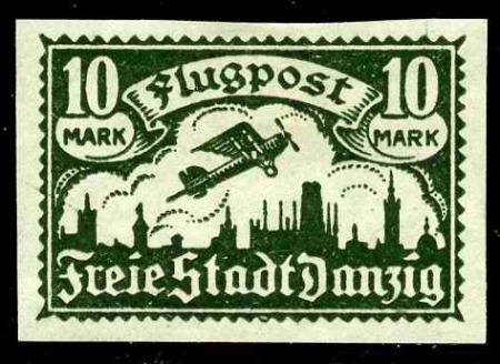 POSTE AERIENNE N°10A 10m vert non dentelé neuf * TB