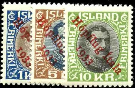 POSTE AERIENNE N°12/14 Zeppelin 3 valeurs (gomme jaunie