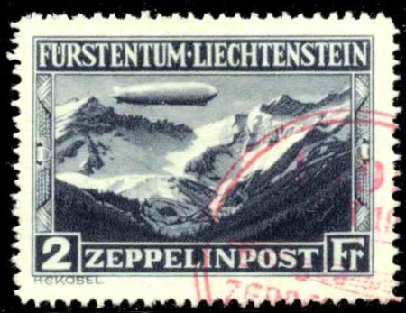 POSTE AERIENNE N°8 2fr Zeppelin obl TB