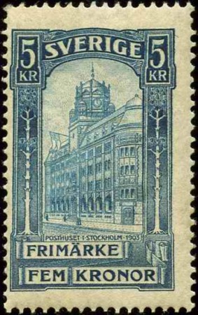 N°50 5k bleu hôtel des postes de Stokholm neuf **
