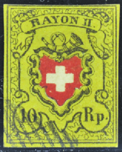 N°15 10rp jaune, noir et rouge obl TB