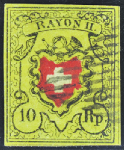 N°15 10rp jaune, noir et rouge obl TB