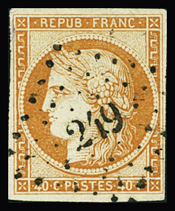 N°5a 40c orange vif, obl. PC 249 d'Azay-le-Rideau (Indre-et-loire),