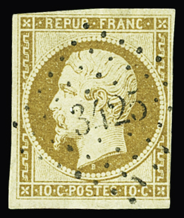 N°9 10c  bistre-jaune, obl. PC 3425 de Trilport (Seine-et-Marne),