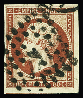 N°17Ad 80c vermillonné, obl. losange A,TB. Signé A.Brun