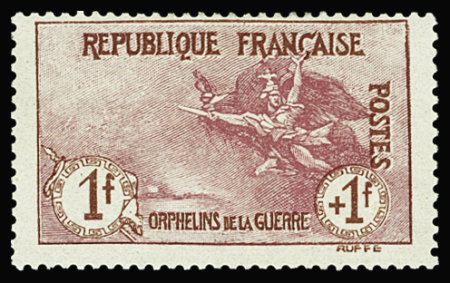 N°154 1f +1f carmin, neuf *, TB. Signé