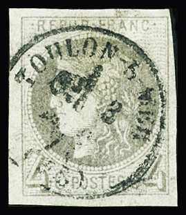 N°41B 4c gris Report 2, obl. CaD Type 16 Toulon, Var,