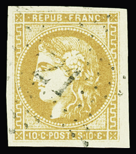 N°43Ba 10c bistre orangé Report 2, obl. étoile chiffrée