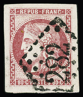 N°49 80c rose, très belles marges, 1 voisin, obl. GC