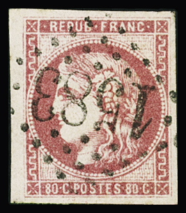 N°49 80c rose, obl. GC 1583 Fréjus (Var), TB. Signé