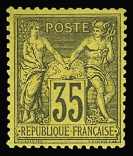 N°93 35c violet-noir sur jaune (II), bon centrage,