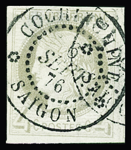 N°16 4c gris, obl. càd Cochinchine 6 sept 76 SAIGON,