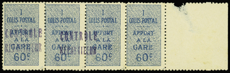 N°7Ca 60c bleu sans surcharge tenant à normaux dans