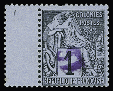 N°1a 15c sur 1c noir sur azuré, surcharge renversée,