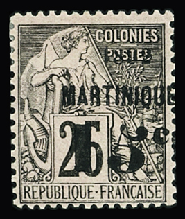 N°28a 15c sur 25c noir sur rose Chiffre "5" penché,