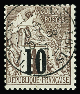 N°3B 10 sur 4c lilas-brun sur gris (III), obl. CaD