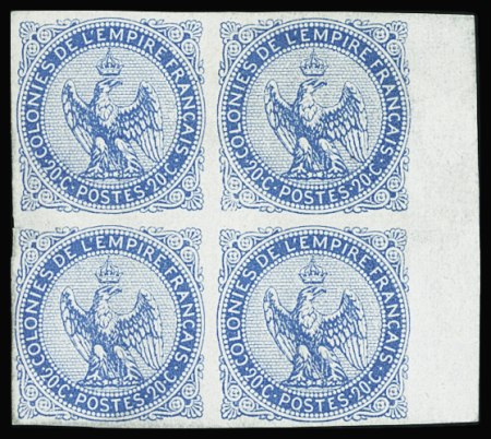 N°4 20c bleu en bloc de 4, neuf *,  BdF, TB