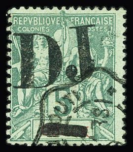 N°1 5c vert avec OBOCK barré, obl. CAD DJIBOUTI, TB