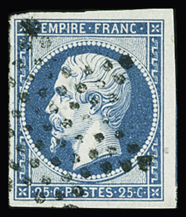 N°15 25c bleu, obl. étoile, un voisin, TTB