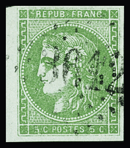 N°42B 5c vert-jaune Report 2, bdf, obl. GC 3612 Saint-Gengoux-le-Royal