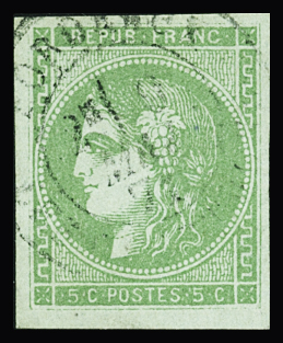 N°42B 5c vert-jaune Report 2, obl. CaD type 17 9 MAI