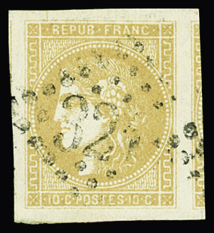 N°43B 10c bistre-jaune Report 2, obl. GC 321 Barneville-sur-Mer