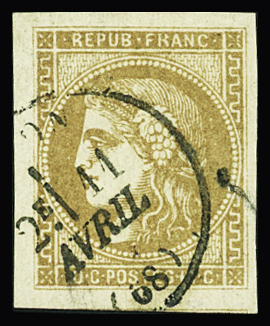 N°43Bd 10c bistre-brun Report 2, obl. CaD TLyon, Rhône