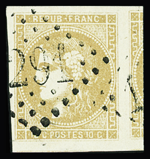 N°43A 10c bistre Report 1, obl. GC 1291 Denain (Nord),