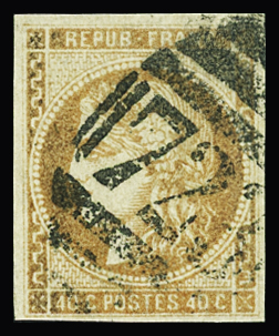 N°48 40c orange, rare obl. anglaise 723 Southampton,