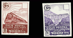 N°178b 5f carmin + n° 181b 1f violet, variété valeur