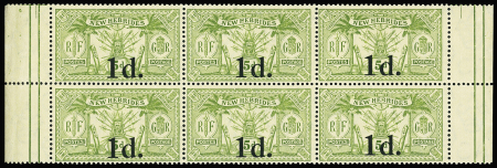 N°64 1d sur 5p en bloc de 6, gomme tropicale, neufs*,