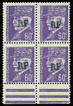 CHATELLERAULT N°1 60c violet, en 2 blocs de 4, BdF,