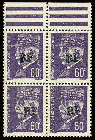 CHATELLERAULT N°1 60c violet, en 2 blocs de 4, BdF,