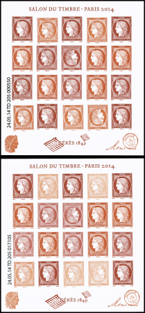 N°F4871 Salon du timbre 2014, Cérès : deux feuillets